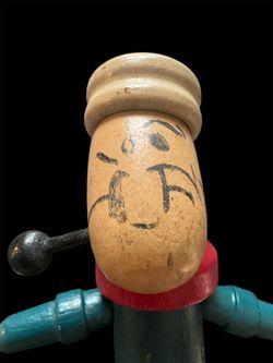  ⚓️Vintage Wooden Articulated Sailor Toy Figure Anchor Detail Popeye Style Folk Art⚓️