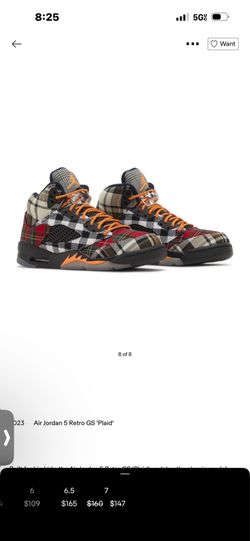 retro 5 size 7 men or 8.5 woman $125