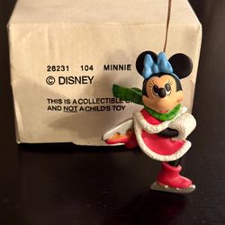 Vintage Grolier Disney Collectible Minnie Mouse Ice Skating Christmas Magic Ornament 