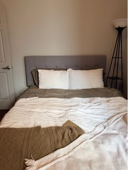 Modern Gray Queen-Size Bed Frame