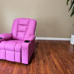 Barbie-Inspired Kids Recliner Chair with Cup Holders