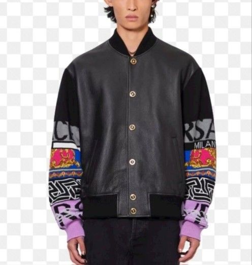 Versace Men's Renaissance Leather Bomber Jacket