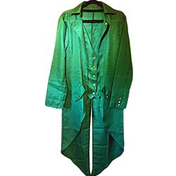 Green Medieval Victorian Steampunk Gothic Renaissance Pirate, Vampire, Tail Coat Jacket Like New