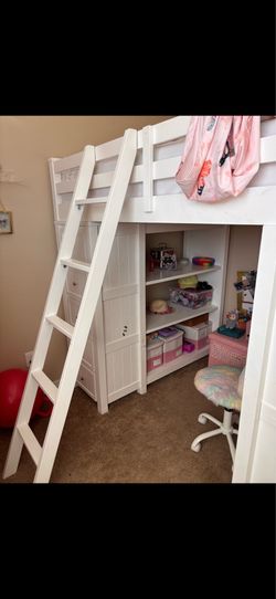 White twin size loft bed