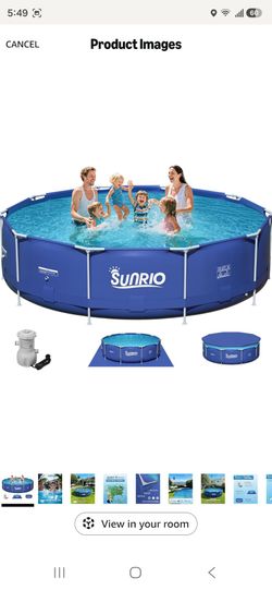SUNRIO FRAME POOL 12FT ×33IN WITH FILTER PUMP AND FLOOR COVER