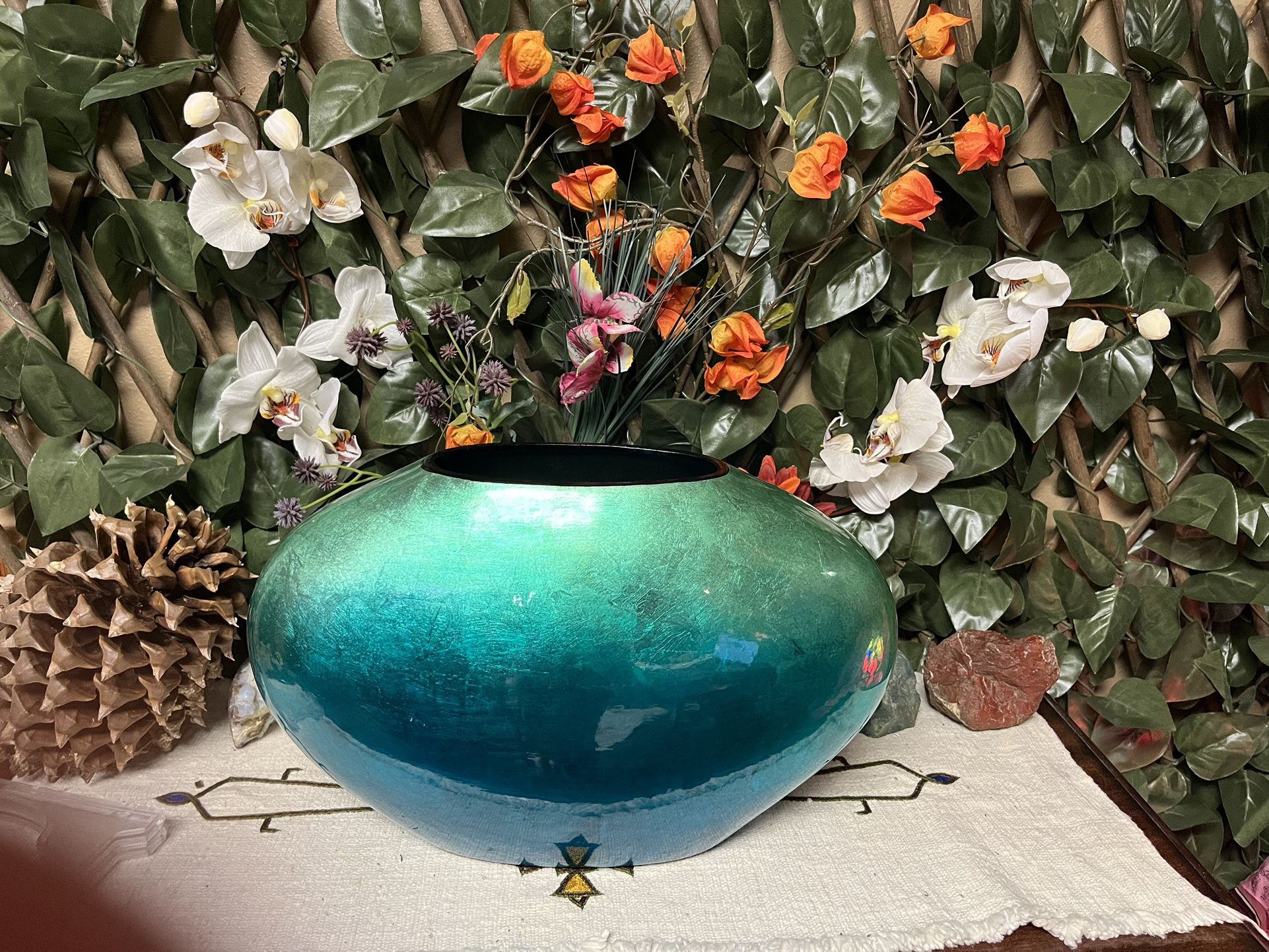 Metallic Electric Blue Vase