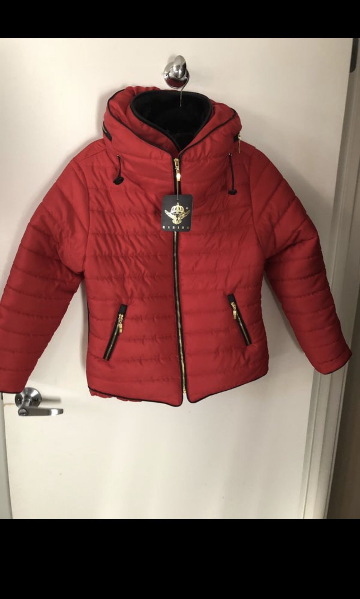 Red Woven lined Woman Jacket