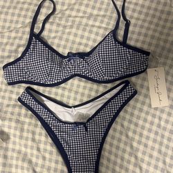 Brand New Blue Gingham Bikini Set - Size Small
