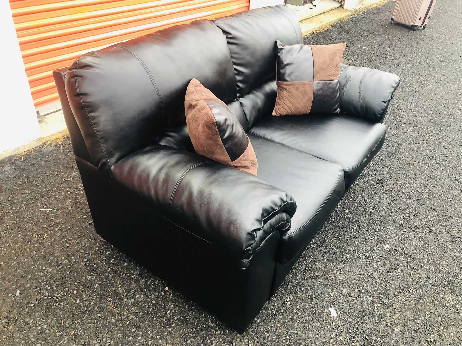 FREE DELIVERY - Ashley Leather Love Seat Black Color - Look My Profile For More Options