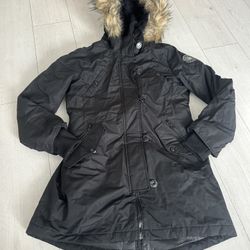 NWOT Madden Girl hooded parka jacket- black size L  