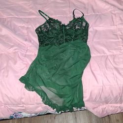 Green Silk Lace Nighty Ked Or Can Be A Sml Lg