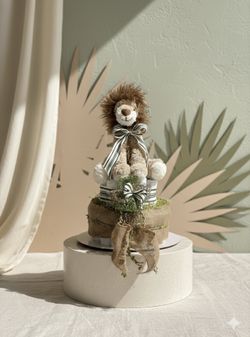 Safari Diaper Cake | Jungle Baby Shower Centerpiece | Luxury Safari Theme Baby Gift | Gender Neutral Diaper Cake