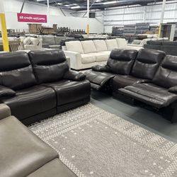 leather Dark Brown Electric couches
