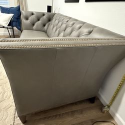 Ethan Allen Leather Shelton Sofa 88”