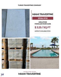 Shellstone Porcelain Pavers 24x36 – $3.25/SQ FT