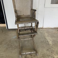 Vintage Oak Convertible High Chair/ Rocking Chair 1950’s/Caneback/Children’s Furniture