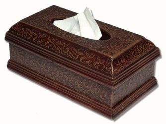 Carved Wooden Tissue Box