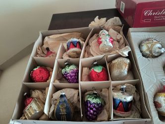 Vintage Hand painted glass Christmas Ornaments