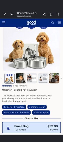 Brand New Good Origins 4L Stainless Steel Filtered Water Fountain
