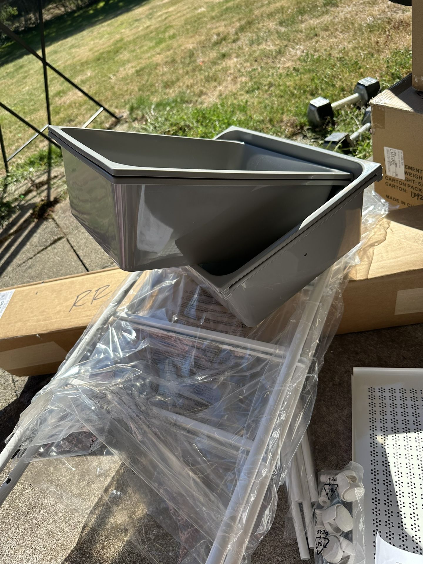 Grey/ White Drawers Rolling Cart