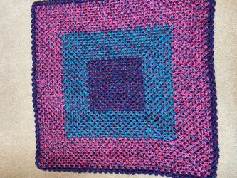 Hand crocheted lap or baby blanket. Thick. 36×36. Machine washable acrylic yarn. Smoke free, pet free, Covid free home. Public pick up only