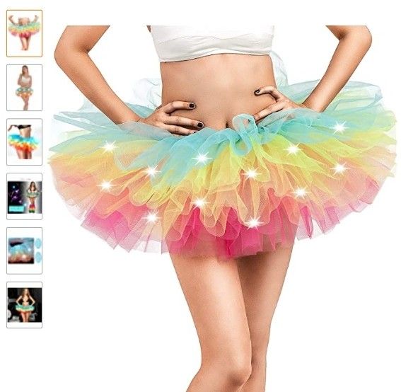 Adult Tutu Skirt,Tulle Tutu Skirt for Women with LED Neon 5 Layers Tulle Ballet Skirts for Party Dance