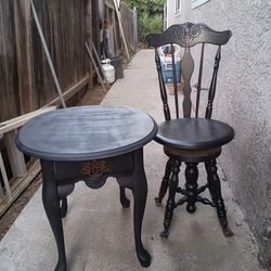 Black Small Table And Swivel Chair