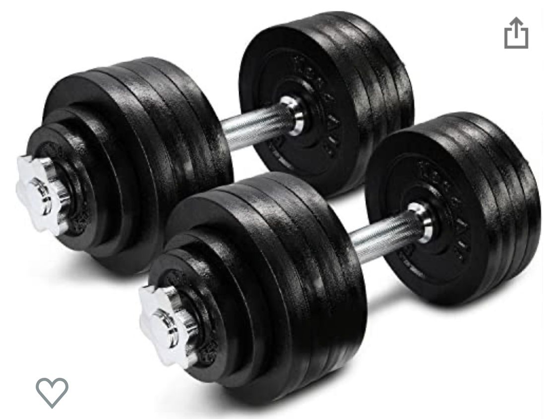 Brand new pair of adjustable cast iron dumbbells