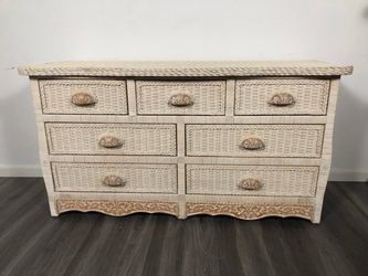 Vintage Pier 1 Imports "Jamaica Collection" Coastal Wicker 2-Piece Dresser Set