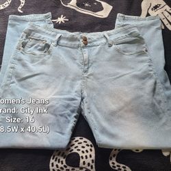 Women's Light Blue Wash Jeans | City Ink | Size 16 ( 18.5 W x 40.5 L )