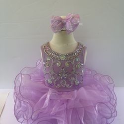 Little Girls Lavender Purple Glitz Pageant Cupcake Birthday Dress