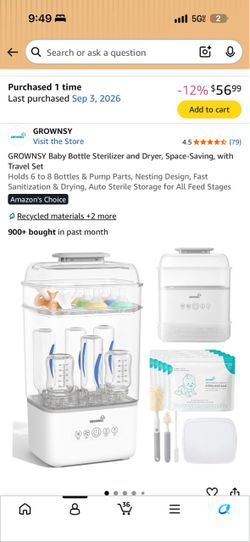 GROWNSY Baby Bottle Sterilizer and Dryer