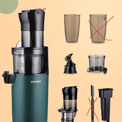 Compact Cold Press Juicer Machines Slow Masticating Juicer-3.1" Wide Chute for Fruits Vegetables Easy Clean with Brush Pulp Measuring Cup Reverse 