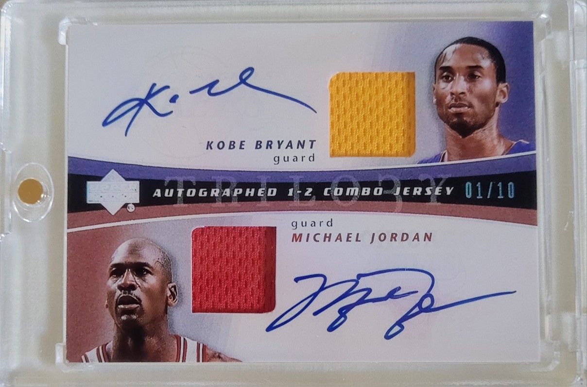 💥MICHAEL JORDAN/KOBE BRYANT UPPER DECK *CUSTOM MADE* AUTOGRAPHED JERSEY PATCH CARD (1/10)💥