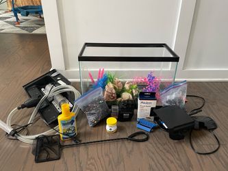 Aquarium Fish Tank Kit | LED Light | Automatic Timer Fish Feeder | Great Condition