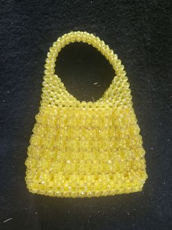 Vintage Yellow Beaded Mini Handbag