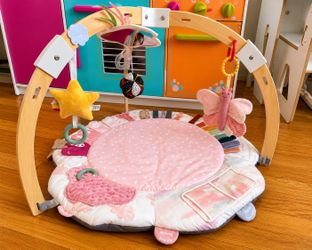 🌸 Blissful Diary Wooden Baby Play Gym & Activity Mat - Like New!
