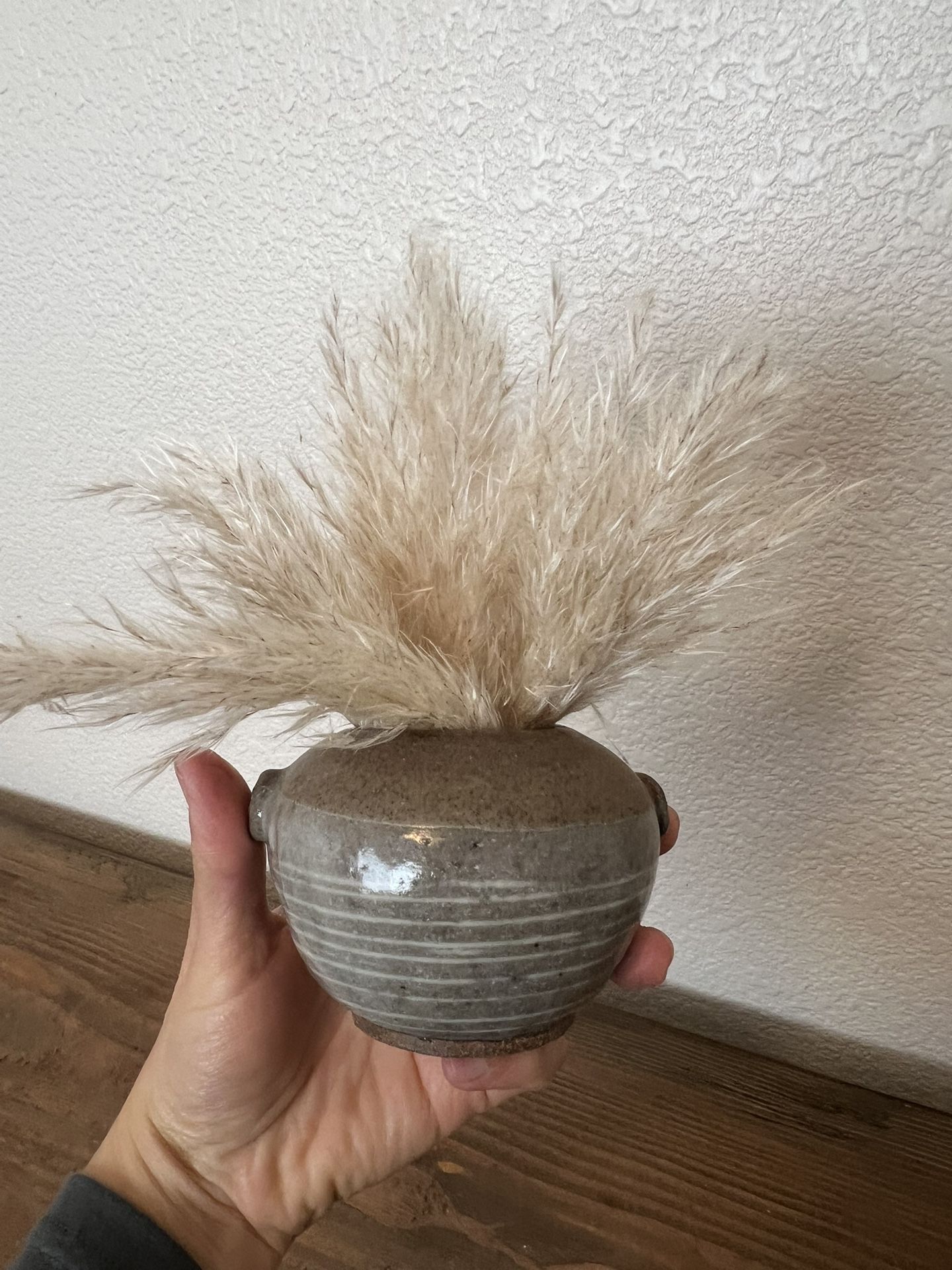 Small Pampas & Ceramic Vase 5” Tall