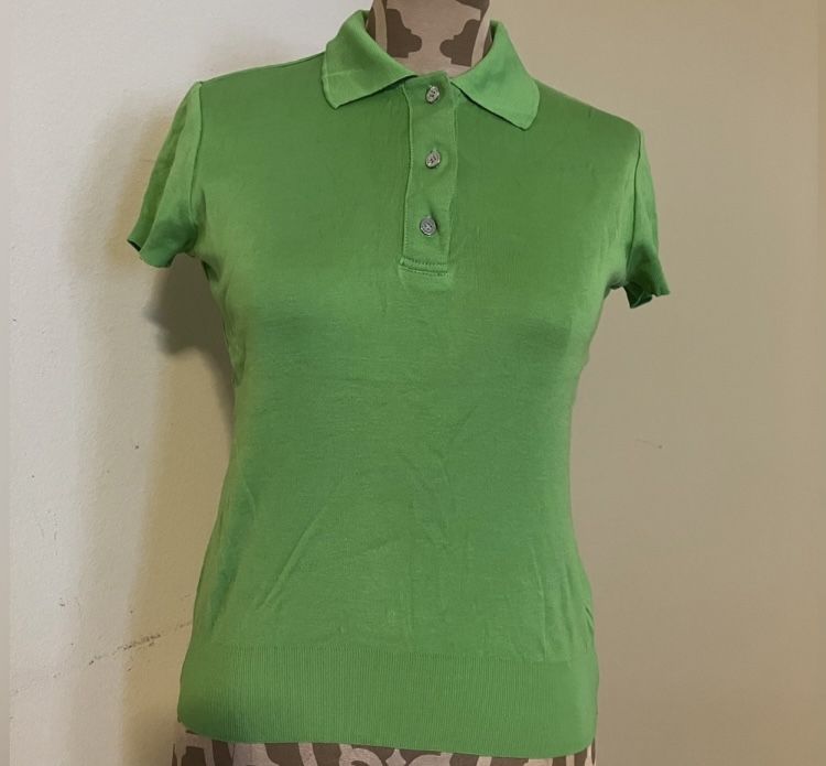 Vintage Japanese LAUTREAMONT LADIES POLO SHIRT/TOP Green Size S