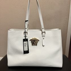 (NEW) Versace White Leather Bag