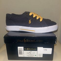 Polo Ralph Lauren Kids Sneakers Size 4Y Navy Yellow Humberto Shoes w/ Box Clean