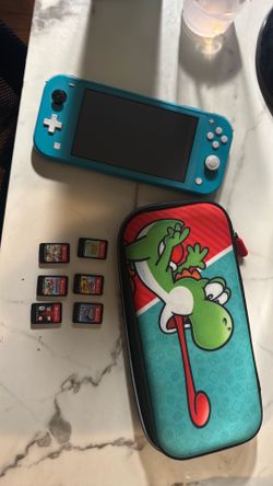 Nintendo switch with case and games