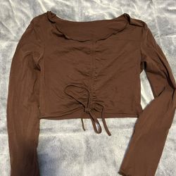Brown Long Sleeve Crop Top