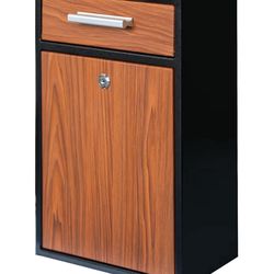 Locking Wall-Mount Mailbox, Wood Vintage Metal Mailboxes for Outside, Security Drop Box with Lock, Large Capacity Heavy Duty Thickened Mailbox