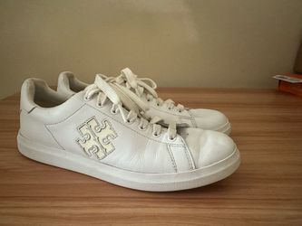 Tory Burch White Leather Low-Top Sneakers