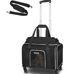 (9999-116) Petskd Top-Expandable Pet Carrier with Wheels 18x11x11 Inches Delta American United Airline Approved, Soft-Sided Carrier for Small Cats Dog