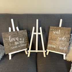 2 Wedding Signs And 3 Stands
