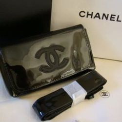 chanel patent leather belt bag black