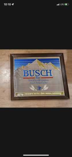 1989 Busch Beer Wooden Frame Bar Mirror