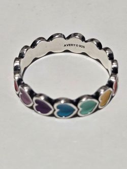 James Avery 925 sterling silver Enamel Connected Hearts Ring